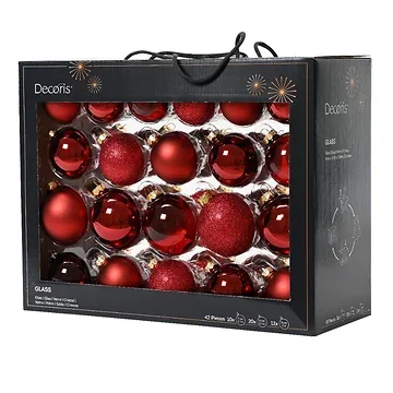 Decoris Kerstballen Glas mix Rood 42 stuks