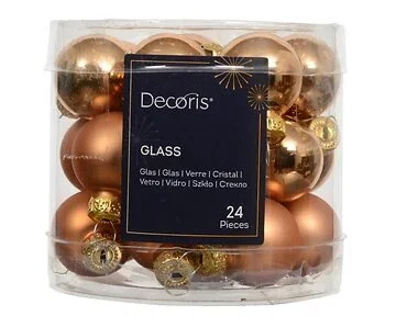 Decoris Kerstballen glas brandy 24 stuks Ø 2.5 cm