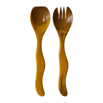 HKliving Saladebestek 70's Ceramics Ochre 2 stuks 29 x 6.5 cm