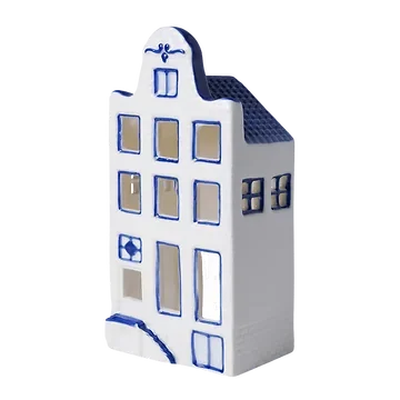 Heinen Delfts Blauw Waxinelichthouder Huisje Klokgevel
