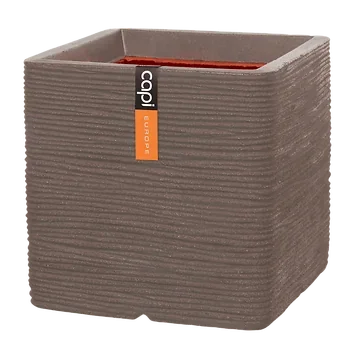 Capi Europe Bloempot Nature Rib Vierkant Warm Taupe 50 x 50 x 50 cm