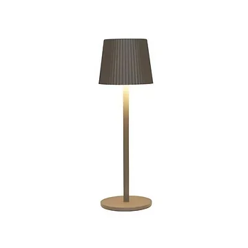 Draadloze Tafellamp ribbel mat taupe LED dimbaar 27.5 x 9 cm