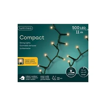 Lumineo compact lights steady groen 1100 cm klassiek wit 500 lichtjes