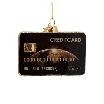 Vondels Kersthanger creditcard zwart 7 cm
