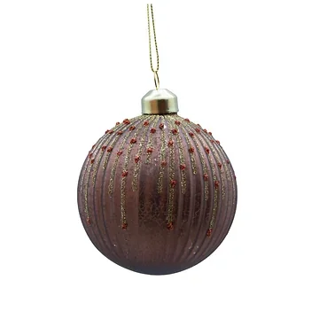 Kerstornament donkerbruin glas 8 cm