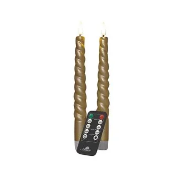 Dinerkaars Swirl LED 3D Lont Goud 23 cm 2 stuks met afstandsbediening