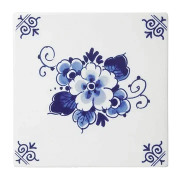 Heinen Delfts Blauw Tegel Bloem 13 cm