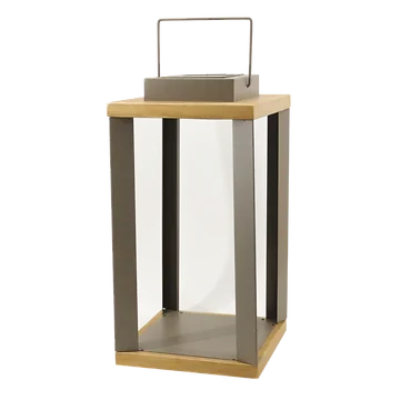 De Bosrand Solar Lantaarn Hout Metaal Espresso 22 x 22 x 42 cm