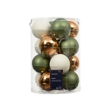 Decoris Kerstballen glas groen-wit-goud 16 stuks Ø 8 cm