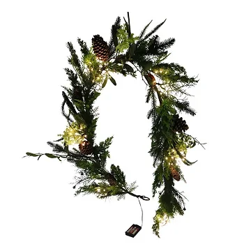 Deco guirlande pinecone verlicht 180 cm