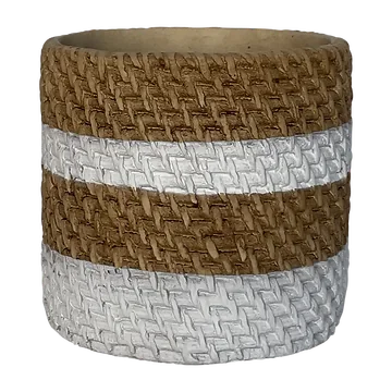 De Bosrand Pot Cilinder Stripes Wit-Naturel 16 x 15 cm