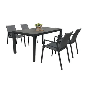 Royal Seasons Diningset 4-zits Alora Zwart