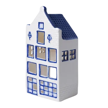 Heinen Delfts Blauw Waxinelichthouder Huisje Tuitgevel