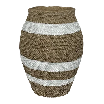 De Bosrand Pot Organic Stripes Wit-Naturel 39.5 x 51 cm