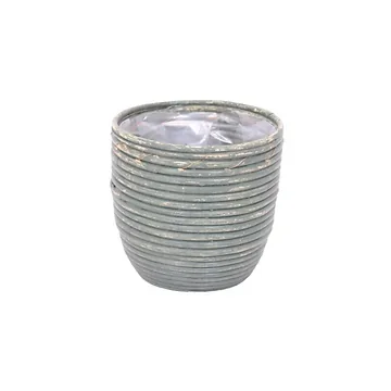 Van der Leeden Pot Rotan Streep 20x19 Grijs