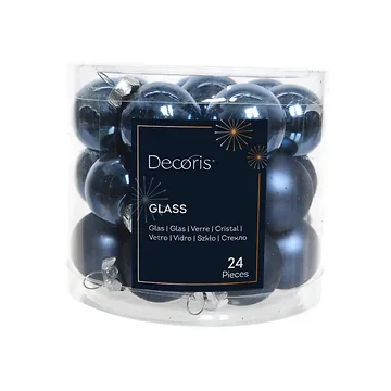 Decoris Kerstballen glas nachtblauw 24 stuks Ø2.5 cm