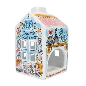 Blond Amsterdam Theelicht Huisje Even Bijkletsen 14 x 8 x 8 cm
