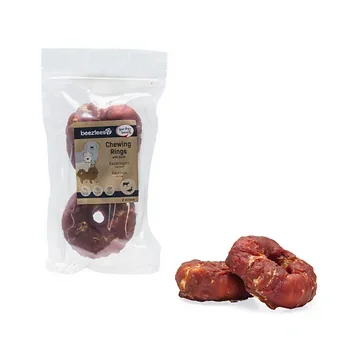 Beeztees kauwring met eend 2 stuks 7.5 cm