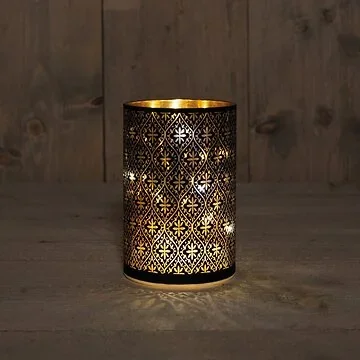 Anna's Collection kerstlamp bloem glas zwart barok 10 x 15 cm