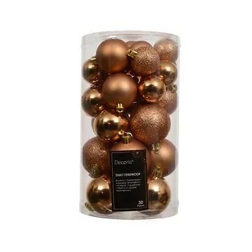 Decoris Kerstballen kunststof brandy 30 stuks mix