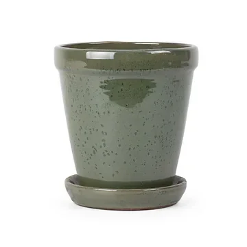 Pot met schotel koper blauw 16 x 17 cm
