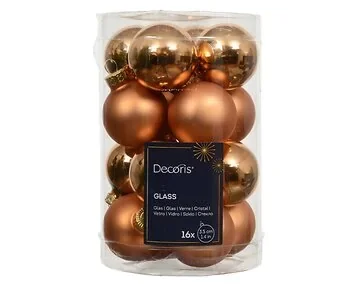 Decoris Kerstballen glas brandy 16 stuks Ø 3.5 cm