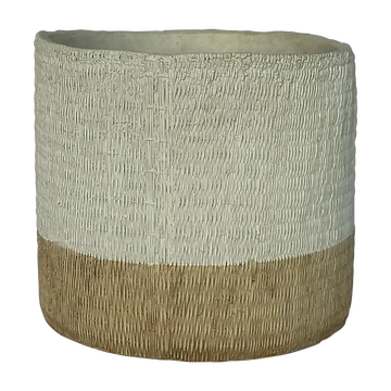 De Bosrand Pot Cilinder Wit-Naturel 26.5 x 24 cm