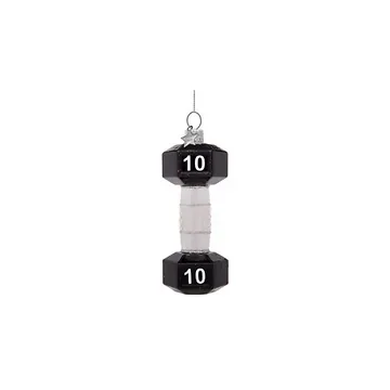 Vondels Kersthanger zilver zwarte dumbbell 10.5 cm