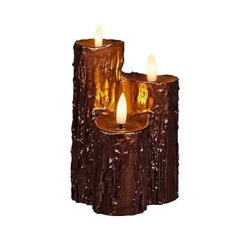 Anna's Collection LED druipkaars 3D vlam brons 16.5 x 11 cm