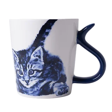 Heinen Delfts Blauw Mok Kattenstaart Speels