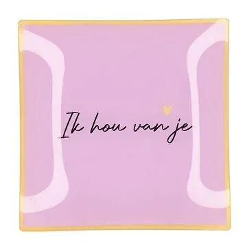Daan Kromhout Design Bord Vierkant Ik Hou Van Je 18 x 18 x 2 cm