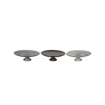 Dayah Shade Of Grey Glass Plate On Foot