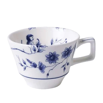 Heinen Delfts Blauw Espressokopje Aapjes Set van 2