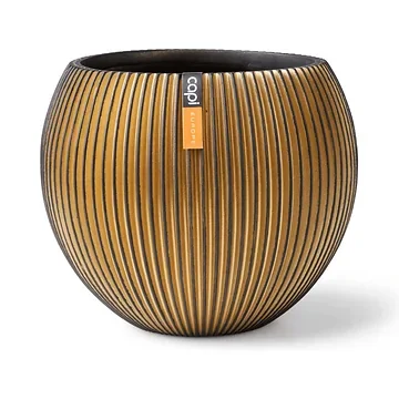 Capi Europe Vaas bol Groove zwart goud 29 x 29 x 26 cm