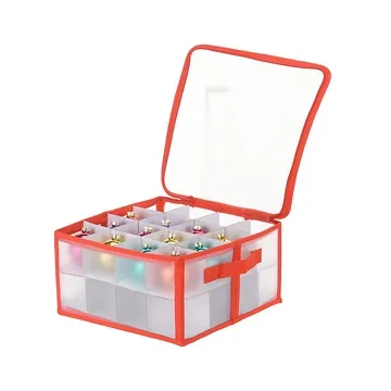 Kerstballen opbergdoos transparant 33.5 x 33.5 x 17.7 cm