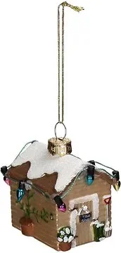 Kersthanger Blokhut Glas Bruin 5.9 cm