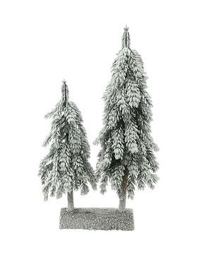 Miniboom duo op stam sneeuwfinish 60 cm