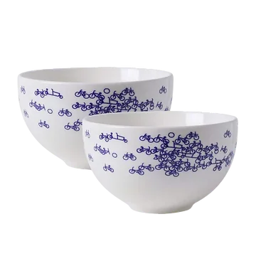 Heinen Delfts Blauw Yoghurtschaal de Blauwe Fiets 2 stuks