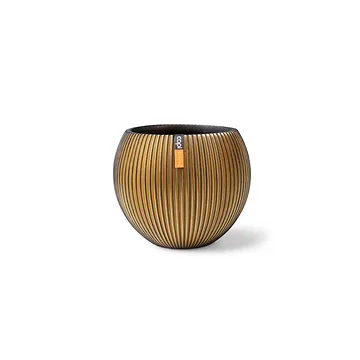 Capi Europe Vaas bol Groove zwart goud 21 x 21 x 19 cm