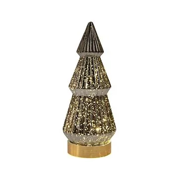 Anna's Collection kerstboompje glas metallic antraciet 23.5 x 10 cm