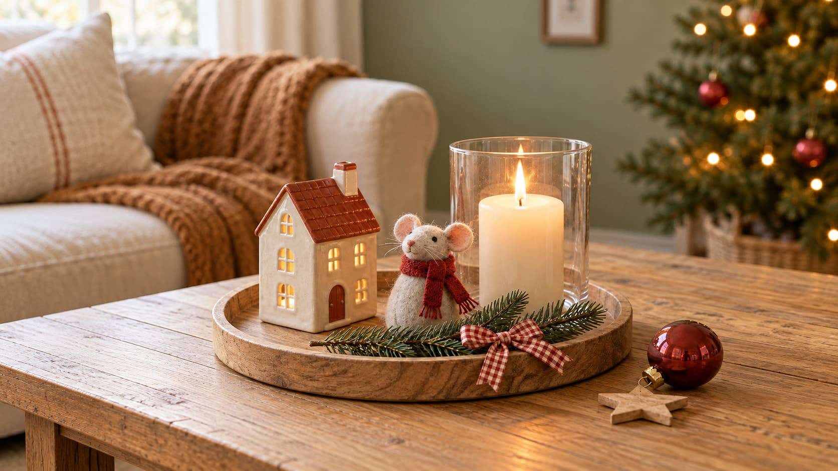 Sfeervolle_kersttafel_met_huisje_en_kaars