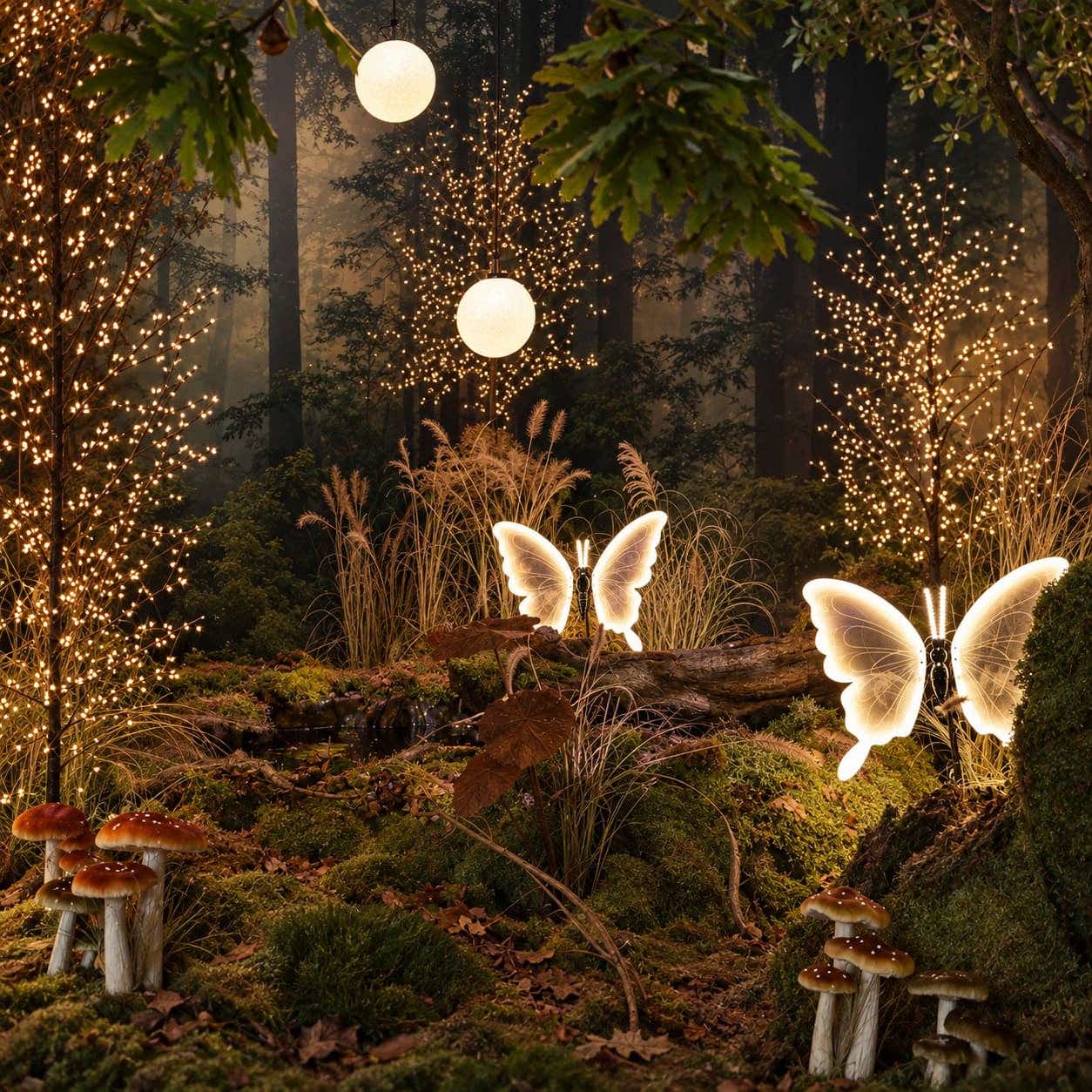 Verlicht_bosdecor_met_vlinders_en_paddenstoelen-1